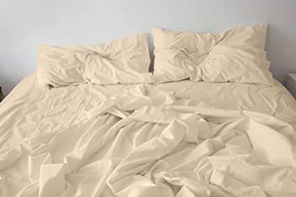 Extremely Durable Bed Set GREAT VALUE 100% Egyptian Cotton 650 Thread Count HOTEL QUALITY Duvet Cover Set Queen, Ivory By Comfy Living