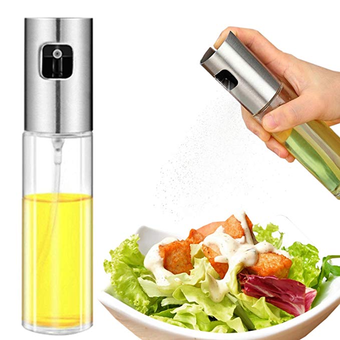 Olive Oil Sprayer, Food-grade Glass Oil Spray Bottle Oil Misters Vinegar Bottle Oil Dispenser for Cooking, Salad, BBQ, Kitchen Baking, Roasting, 3.42-ounce Capacity