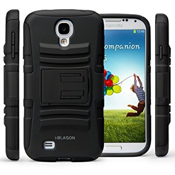 i-Blason Samsung Galaxy S4 Mini i9190 Prime Series Dual Layer Holster Case with Kickstand and Locking Belt Swivel Clip (Black)