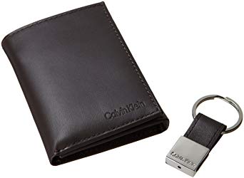 Calvin Klein Men's Leather Trifold Wallet with Key Fob