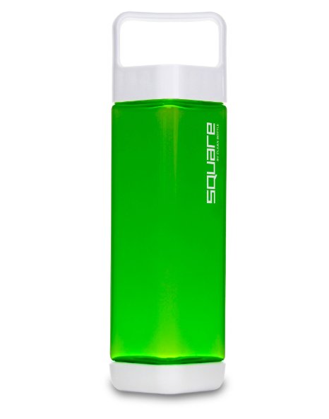Clean Bottle Tritan Square BPA-Free Water Bottle, Opens from Both Ends, 25 Ounce