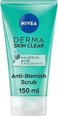 NIVEA Derma Skin Clear Scrub (150ml), Exfoliating Face Scrub, Salicylic Acid Face Scrub Enriched with Niacinamide to Unclog Pores and Refine Skin Textures