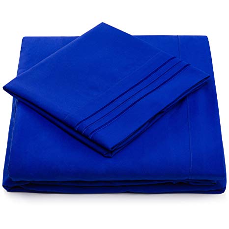 Cosy House Collection Twin Size Bed Sheets - Royal Blue Bedding Set - Deep Pocket - Extra Soft Luxury Hotel Sheets - Hypoallergenic - Cool & Breathable - Wrinkle, Stain, Fade Resistant - 3 Piece