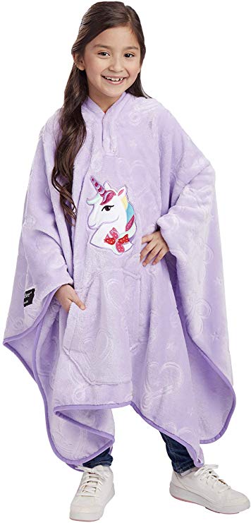 Jay Franco Nickelodeon JoJo Siwa Unicorn Throwbee – 2-in-1 Wearable Kids Plush Throw Blanket Poncho - Fade Resistant Polyester, 50" x 60" - (Offical Nickelodeon Product)