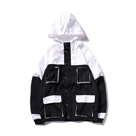 WEIPENG AITFINEISM Men's Fashion Lightweight Hoodie Zip-up Letter Windbreaker Jacket