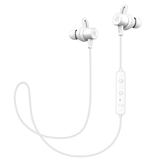 Aptx Bluetooth Headphones Magnetic Earbuds, Dudios V4.1 Wireless Headset IPX6 Sweatproof Sports Earphones with Mic (CVC 6.0 Noise Cancelling, 8 Hours Play Time, Secure Fit & lightweight) -White