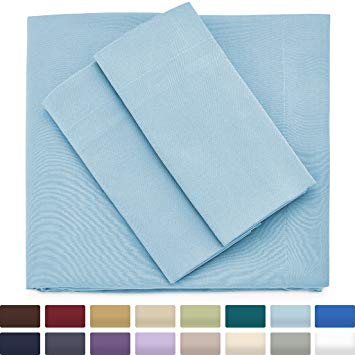 Cosy House Collection Premium Bamboo Sheets - Deep Pocket Bed Sheet Set - Ultra Soft & Cool Breathable Bedding - Hypoallergenic Blend from Natural Bamboo Fiber - 4 Piece - Cal King, Baby Blue