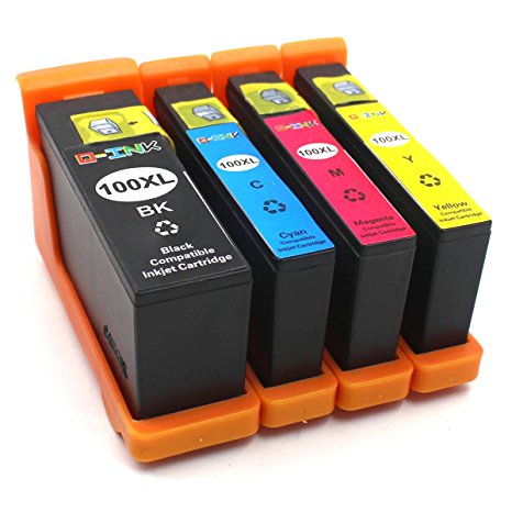 QINK 4 PACK Ink Black Color Cartridge Replacement for Lexmark 100XL pinnacle Pro 901 905 805 705 205