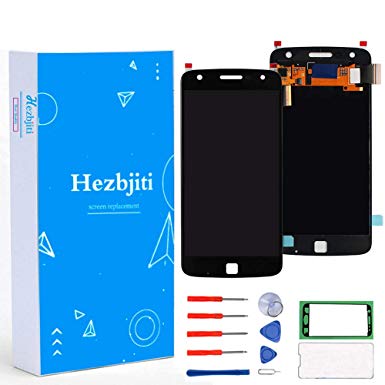 Hezbjiti LCD Display Touch Screen Replacement Digitizer Glass Assembly Compatible for Motorola Moto Z Play Droid, XT1635-02 XT1635-01 with Tools and Adhensive (Black)