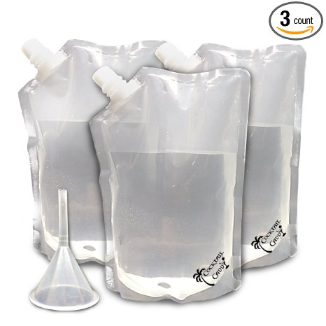 Cocktail Caddy Cruise Liquor Bag Kit For Alcohol- Concealable and Reusable Heavy Duty Flasks (3 x 32 Oz)