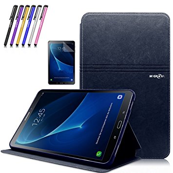 Mignova Tab A 10.1 Case , Slim Lightweight Smart Cover Auto Sleep/Wake Feature for Samsung Galaxy Tab A 10.1 Inch (SM-T580 /SM-T585) Tablet 2016 Release  Screen Protector Film and Stylus Pen (Blue)