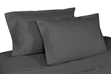 Whisper Organics 100% Organic Cotton Pillow Case Set, 400 Thread Count - GOTS Certified (Queen, Dark Grey)