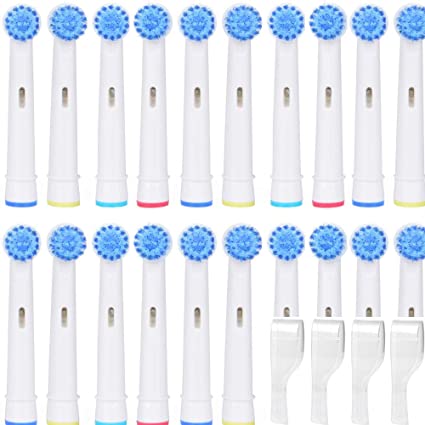 DSRG 20pcs. Electric Toothbrush Replacement SENSITIVE Brush Heads Compatible with ORAL-B, Advance Power Floss Precision Pro Vitality Professional Care Trizone Triumph Power Plak Interclean and more
