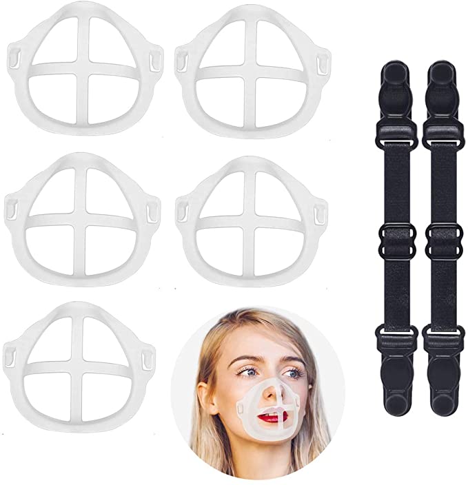 (5 PCS 2PCS) 5 PCS Fabric Cover Inner Support Frame and 2PCS Extender Strap Hook,3D Space Bracket, Summer Cool Insert, for Female Lipstick Protection Stand Breathing Smoothly