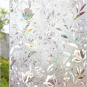 CottonColors Window Privacy Film,Rainbow Window Film Decorative Static Cling Window Film Heat Blocking（35 in×78 in）