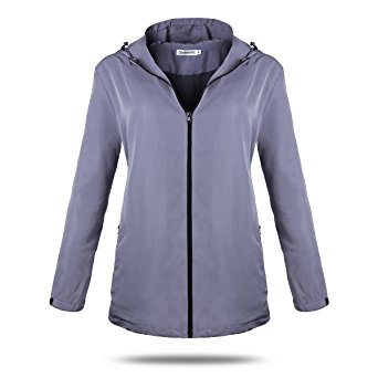 CEASIKERY Womens Lightweight Ventilation Waterproof Raincoat Windbreaker Jackets