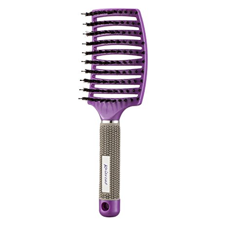 Kaiercat Boar Bristle Brush-Best at Detangling Thick Hair Vented For Faster Drying-100% Natural Boar Bristles for Hair Oil Distribution (Purple)