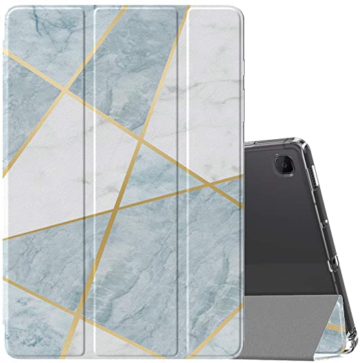 MoKo Case Compatible with Galaxy Tab S6 Lite 10.4 2020, Smart Stand Cover Shell Case with Translucent TPU Back Shell Fit Samsung Galaxy Tab S6 Lite 10.4 2020 SM-P610/P615 ONLY - Marble Light Blue