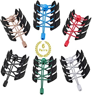 No Tie Shoelaces for Kids Adults Elastic Shoe Laces Lock Ribbon, 6 Pairs Replace Tieless Shoe Laces for Sneakers