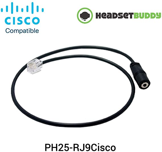 Headset Buddy 2.5mm Headset to Cisco Phone Adapter - 2.5mm to RJ9/RJ10 (PH25-RJ9Cisco)