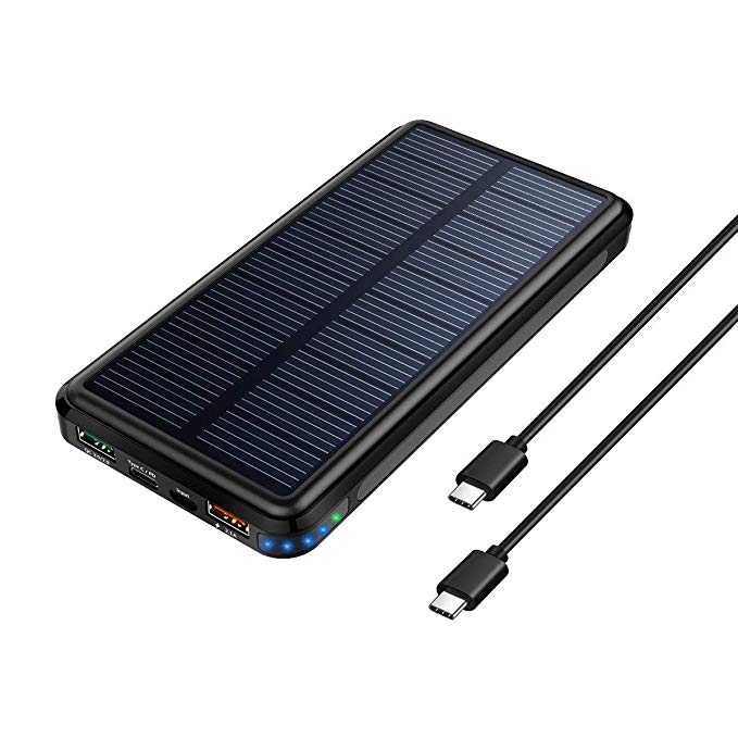 Solar Charger, 24000mAh Solar Portable Charger with QC 3.0 and Type C/PD input&output by Dizaul