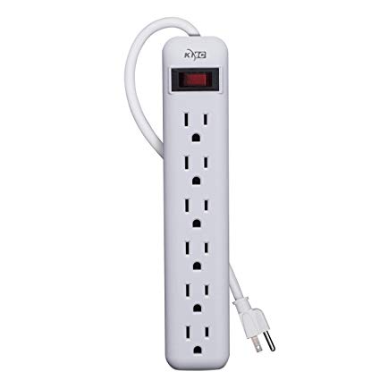 KMC 6-Outlet Power Strip, Overload Protection, 3-Foot Cord, White