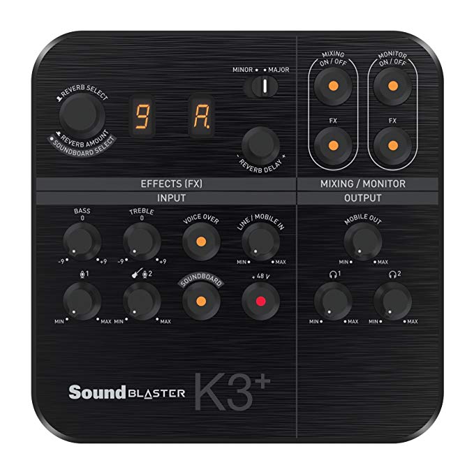 Creative Sound Blaster K3  USB Powered 2 Channel Digital Mixer AMP/DAC/, Digital Effects XLR Inputs with Phantom Power / TRS / Z Line Inputs