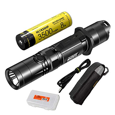 Nitecore MH12GTS 1800 Lumen Long Throw USB Rechargeable Tactical Flashlight with High Performance Battery & LumenTac Organizer