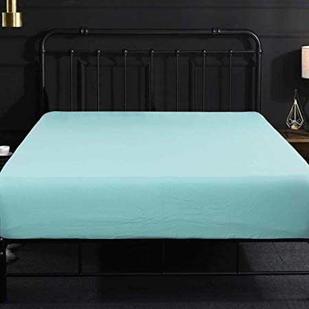 NTBAY Fitted Sheet King Aqua Brushed Microfiber Deep Pocket Sheet Wrinkle, Fade, Stain Resistant