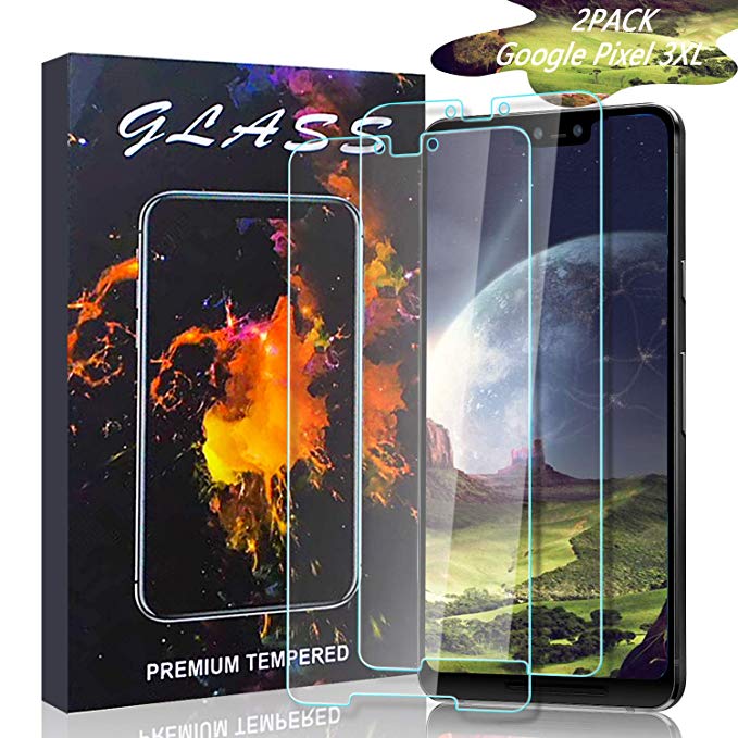 Jioue Google Pixel 3XL Screen Protector [2 Pack], Tempered Glass Full Coverage HD Anti-Scratch Bubble-Free Glass Screen Protector for Google Pixel 3XL