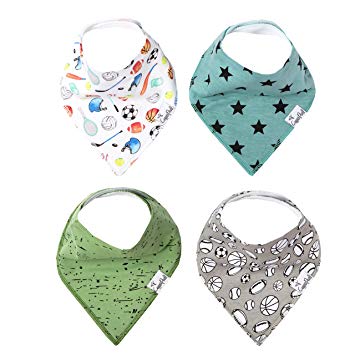 Baby Bandana Drool Bibs for Drooling and Teething 4 Pack Gift Set"Varsity” by Copper Pearl