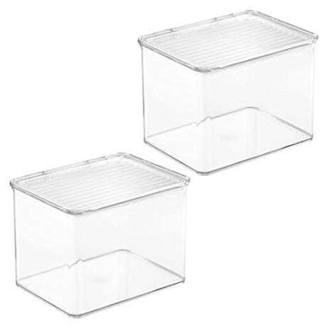 InterDesign Med  Storage Box Organizer for Vitamins, Medicine, Medical, Dental Supplies - Set of 2, Small, Clear