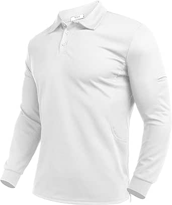 Deyeek Mens Polo Shirts Quick Dry Long Sleeve Polo UPF 50 Sun Protection Golf Hiking Casual Polo