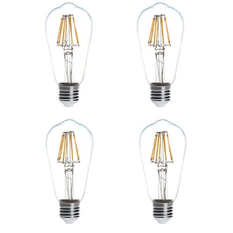 HERO-LED ST18-DS-8W-WW27 ST18 E26E27 8W Edison Style LED Vintage Antique Filament Bulb 75W Equivalent Warm White 2700K 4-PackNot Dimmable