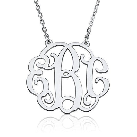 Monogram Necklace Sterling Silver Personalized Name Necklace