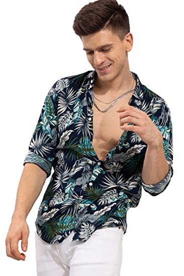 OTUS Men's Cotton Printed Casual/Party Slim Fit Floral Shirt