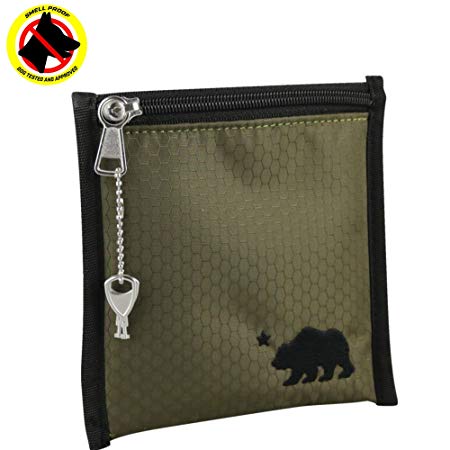Cali Crusher 100% Smell Proof Pouch w/Locking Key (6"x6") (Olive Green)