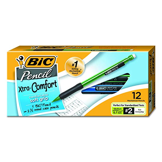 BIC Xtra-Comfort Mechanical Pencil, Medium Point (0.7mm), 12 Count