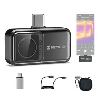 HIKMICRO Thermal camera for android Mini2, Thermal Imaging Camera 256 x 192 IR Resolution, 25Hz Refresh Rate, 50°Wide Angle, -20°C to 350°C Temperature measurement range, for USB-C (not for iphone 15)