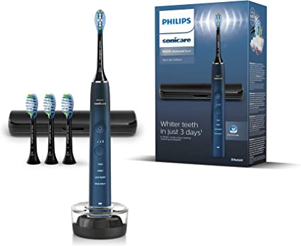 Philips Sonicare Cepillo dental eléctrico sónico DiamondClean serie 9000 Edición Especial: 4x C3 Premium Plaque Control Brush Head, azul oscuro (modelo HX9911/89)