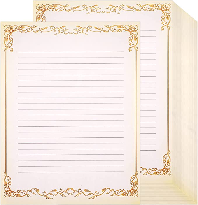 200 Sheets Vintage Lined Stationery Paper Letter Writing Paper with Lines Ruled Stationary Paper Fancy Lined Paper Antique Retro Lined Sheets for Writing Poems Lyrics Letters Notes, 8.3 x 11 Inch