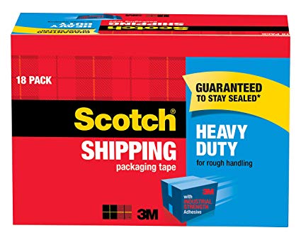 Scotch Heavy Duty Shipping Packaging Tape, 3" Core, 1.88" x 54.6 Yards, 18-Rolls (3850-18CP)
