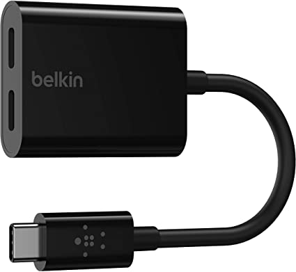 Belkin USB-C Splitter (Audio   Charge Adapter) USB-C Headphone Adapter, USB-C PD Fast Charging for Galaxy S20, S10, Note10, Pixel 4, iPad Pro and More