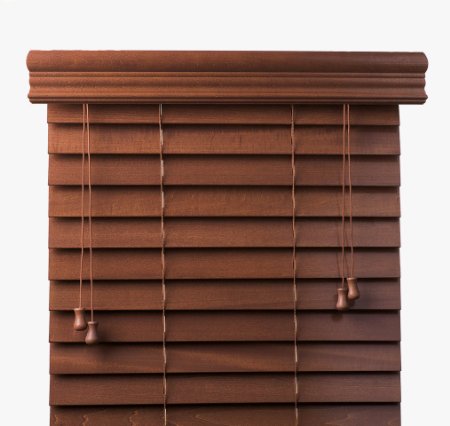 Pecan 2 inch Customized Real Wood Blinds - Basswood Exact Width 34in Free Shipping 34 x 60