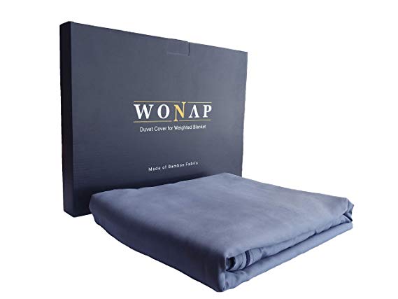 WONAP Bamboo Duvet Cover for Weighted Blankets | 60''x80'', Queen Size | 12 Ties | Ultra Soft | Cooling | Folkstone Grey