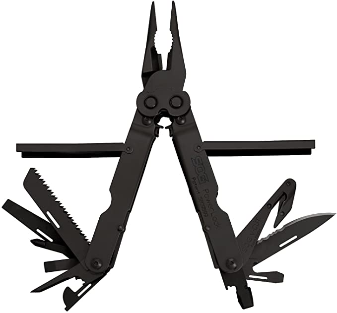 SOG PowerLock EOD Multi-Tool B63N-CP - 18 Tools, V-Cutter, Black Oxide, Nylon Sheath, Compound Leverage