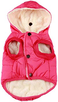 vecomfy Fleece and Cotton Lining Extra Warm Dog Hoodie in Winter,Small Dog Jacket Puppy Coats with Hooded