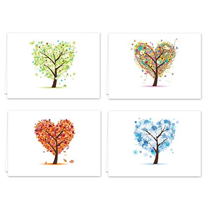 Seasons of Life Note Card Assortment Pack - Set of 24 cards - 4 designs blank inside - with white envelopes (54043)