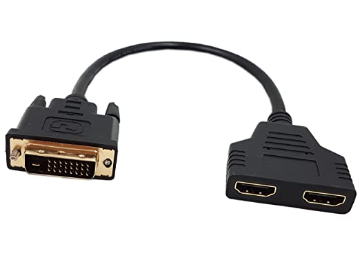 DVI to HDMI Cable,SinLoon Gold-Plated DVI Male 24 1 Pin to Dual Hdmi Female 1080p Hdmi Video Converter Adapter Splitter Cable