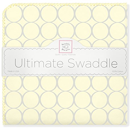 SwaddleDesigns Ultimate Receiving Blanket, Sterling Mod Circles on Sunwashed Pastels, Sunwashed Yellow